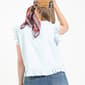 Womens MNK Ruffle Sleeve V Neck Denim Blouse - image 2