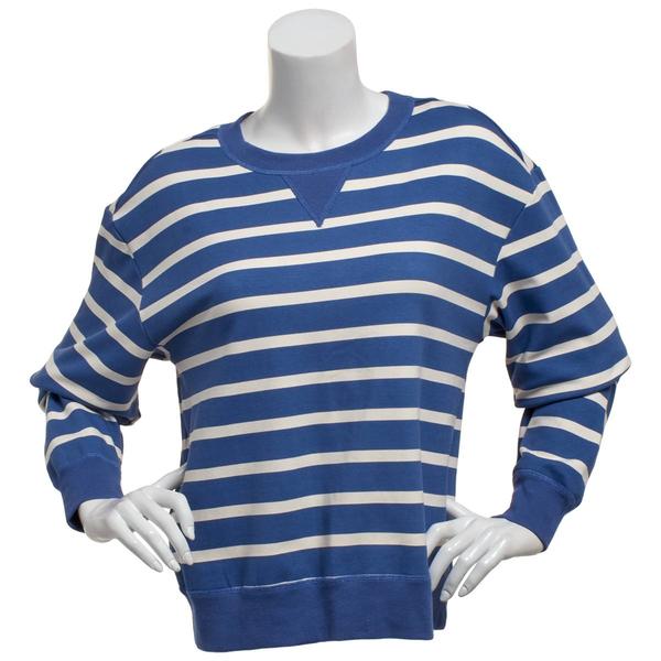 Womens Remi James Long Sleeve Stripe Crew Neck Sweatshirt - image 