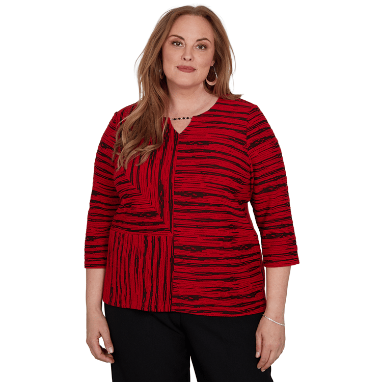 Plus Size Alfred Dunner Dinner Theater Splice Stripe Blouse