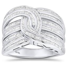 Diamond Classics(tm) Sterling 1ctw. Baguette Diamond Interwoven Ring