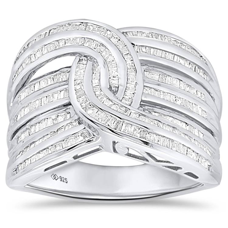 Diamond Classics(tm) Sterling 1ctw. Baguette Diamond Interwoven Ring