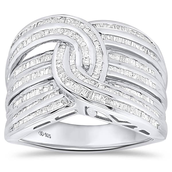 Diamond Classics(tm) Sterling 1ctw. Baguette Diamond Interwoven Ring