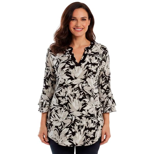 Petite Kasper 3/4 Sleeve Abstract Floral Blouse - image 
