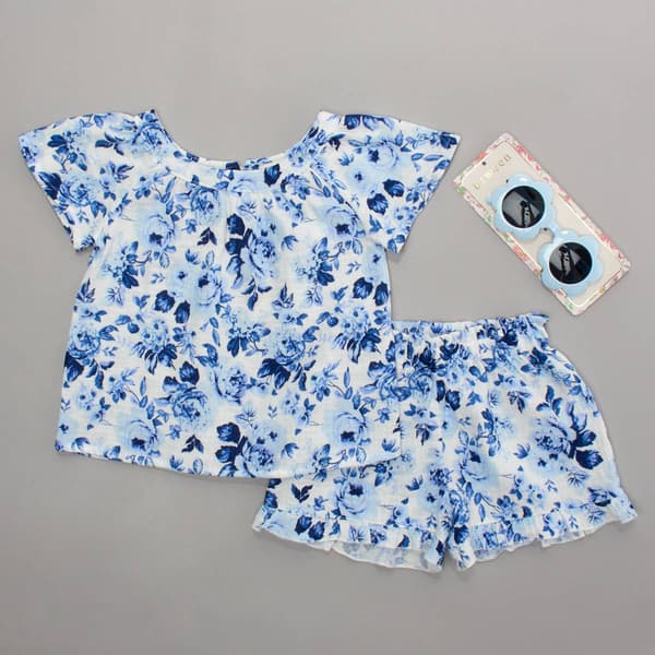 Toddler Girl BTween® Flowy Floral Tunic & Shorts Set & Sunglasses