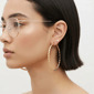 Saffron 50mm 18kt. Gold Plated Twisted Bottom Hoop Earrings - image 4