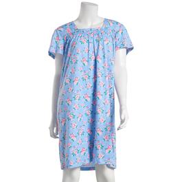 Womens White Orchid Short Sleeve Floral Nightgown