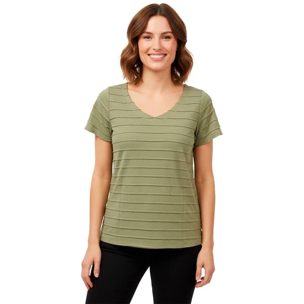 Womens French Laundry Short Sleeve Scallop Trim Blouse