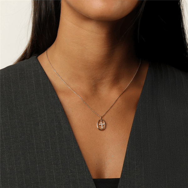 Brilliant Grown Lab-Grown Diamond Dangling Cross Pendant Necklace