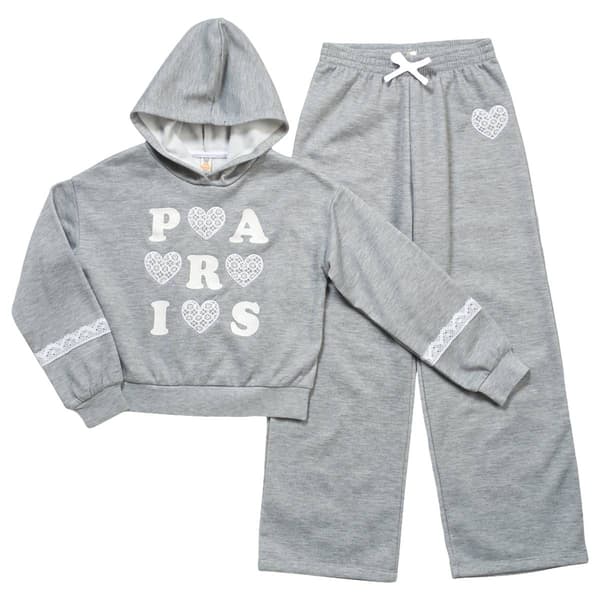 Girls (7-16) Sweet Butterfly® Paris Lace Hoodie w/ Wide Leg Pants