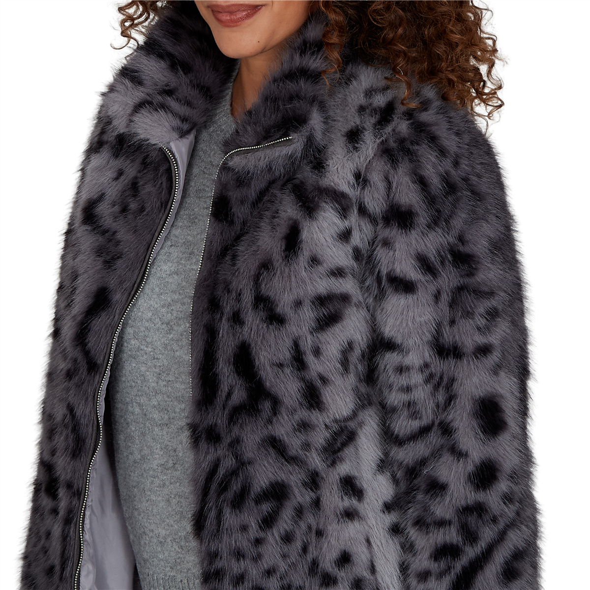 Petite Skye’s the Limit Icy Blue Sparkle Leopard Jacket
