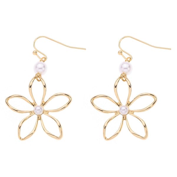 Ashley Cooper(tm) Metal Pearl Flower Drop Earrings - image 