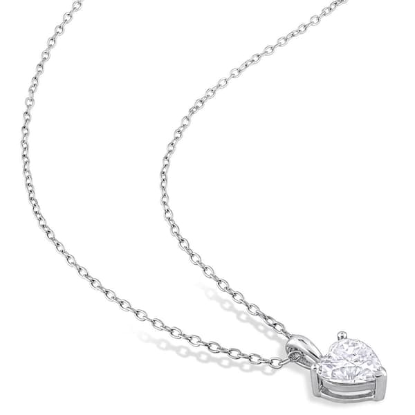 Sterling Silver 1ctw. Heart Moissanite Pendant Necklace