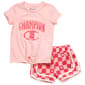 Girls (4-6x) Champion® Tie Front Logo Tee & Check Shorts Set - image 2