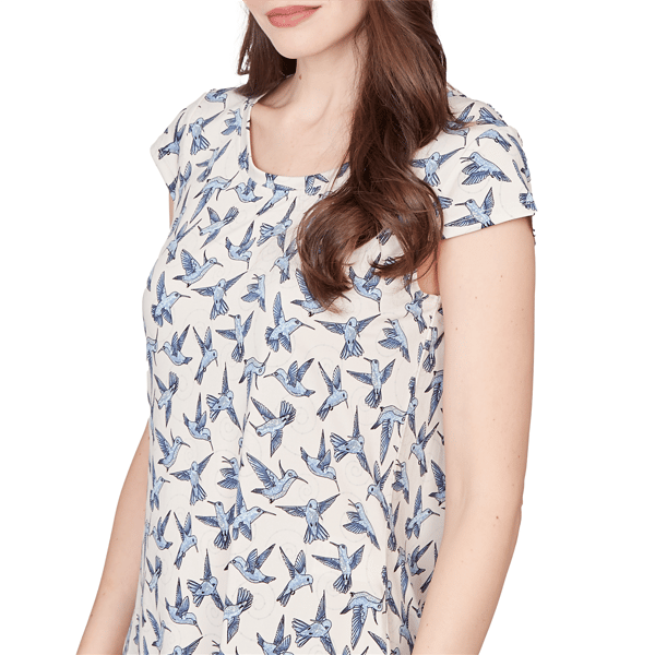 Womens Emaline Key Items Cap Sleeve Whimsical Birds Tee