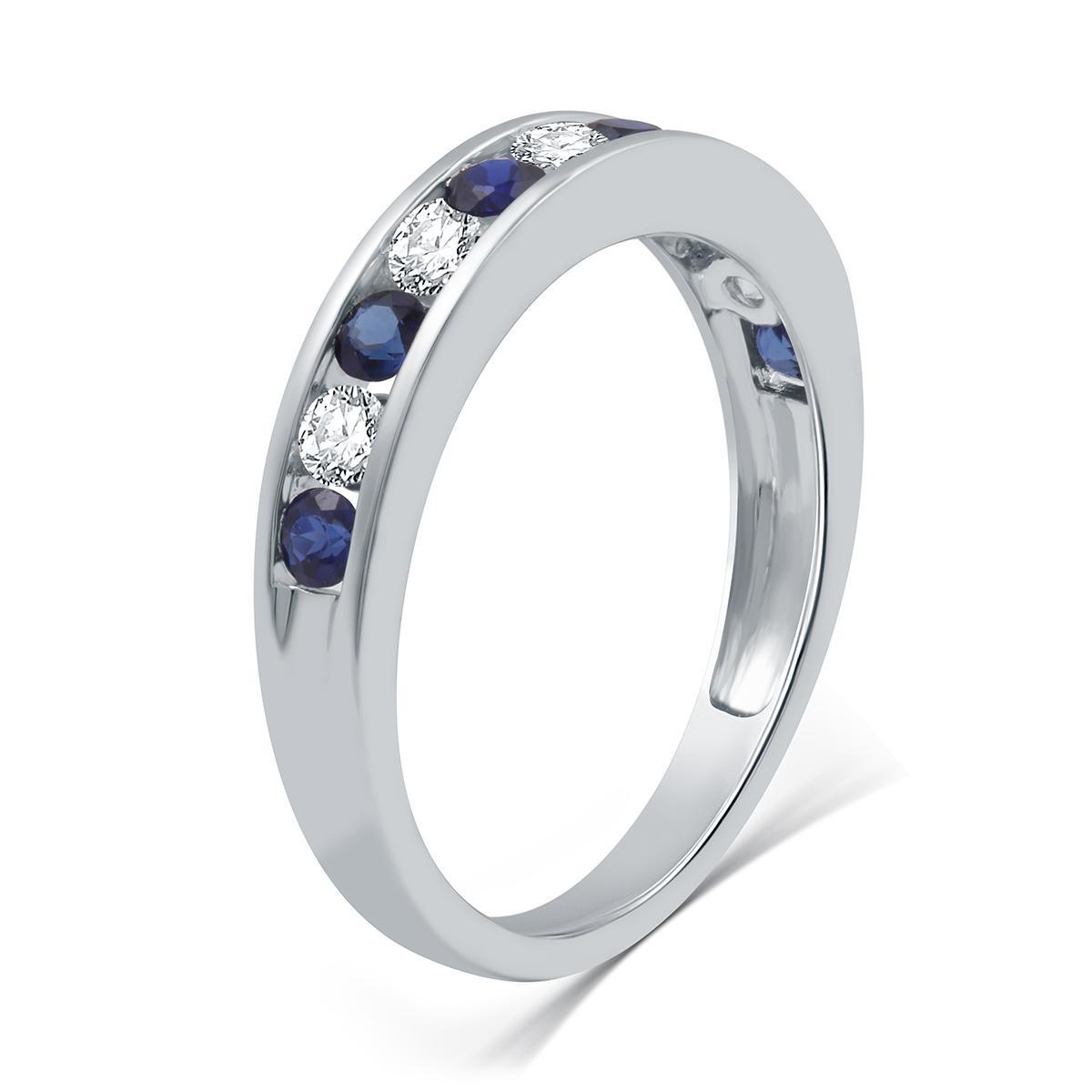 Nova Star® 1/5ctw. Lab Grown Diamond & Blue Sapphire Band Ring