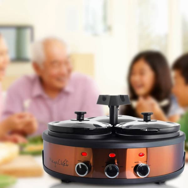 MegaChef Round Triple 1.5qrt. Slow Cooker & Buffet Server