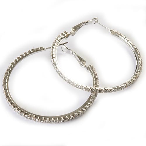 Rosa Rhinestones Large Hoop Clear Crystal Earrings - image 