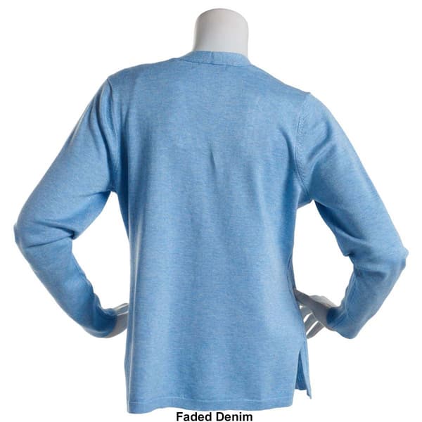 Petites 89th &amp; Madison Geometric Ribbed Open Front Cardigan