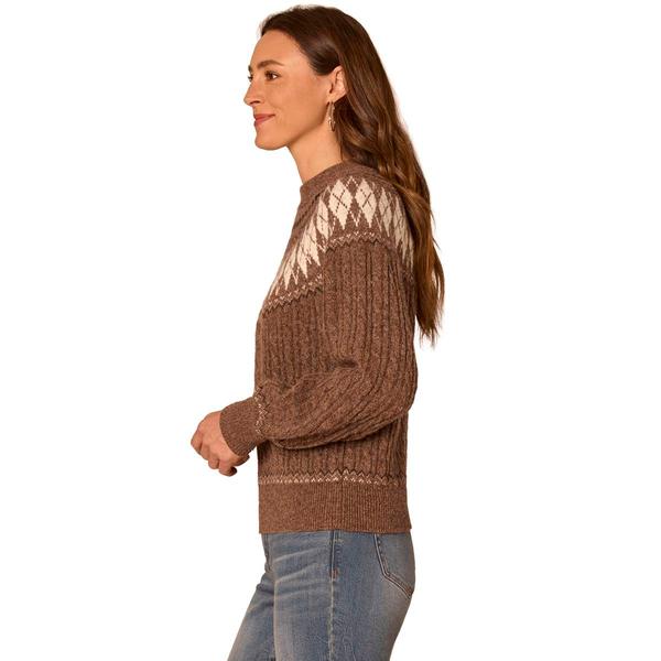 Petite Democracy Long Sleeve Round Neck Pullover Fairisle Sweater