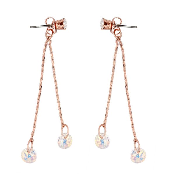 Crystal Colors 2 Disc Dangle Earrings w/ Aurora Borealis Crystals - image 