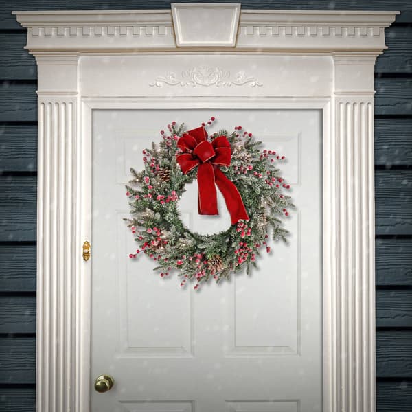 National Tree 22in. Frosted Traditions Greenery Window Wreath