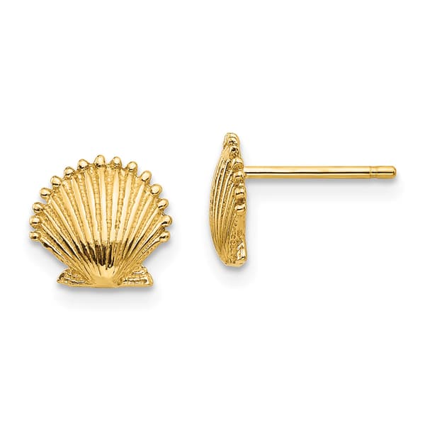 Gold Classics&#40;tm&#41; 14kt. Scallop Shell Stud Earrings - image 