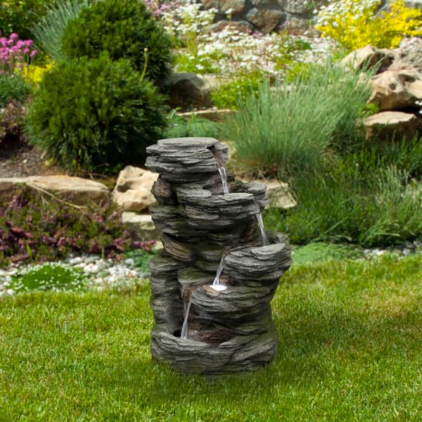 Northlight Seasonal Lighted 5-Tier Outdoor Garden Water Fountain