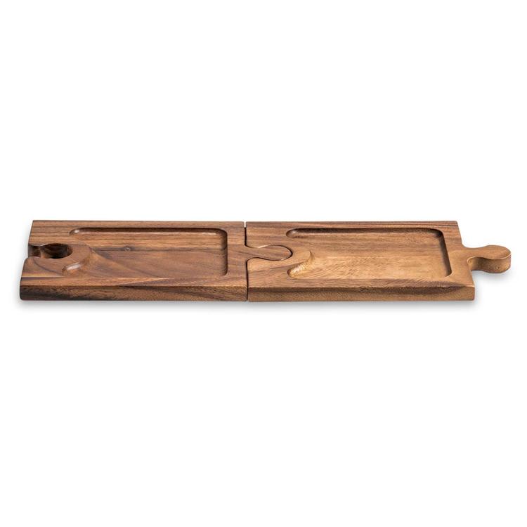 Kalmar Home Acacia Wood Charcuterie & Wine Glass Holder
