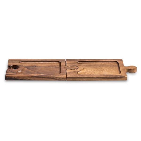 Kalmar Home Acacia Wood Charcuterie & Wine Glass Holder