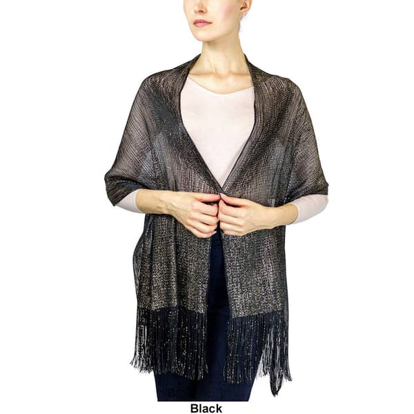 Womens Jessica McClintock Metallic Shawl w/Fringe