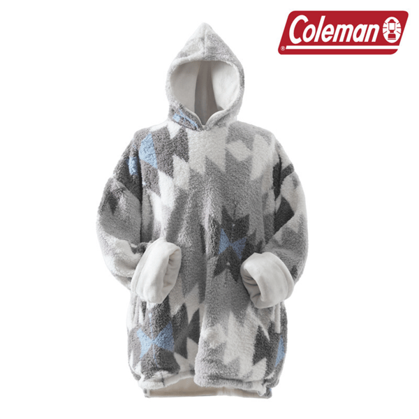 Adult Unisex Coleman® Sherpa Plush Oversized Grey Blanket Hoodie - image 