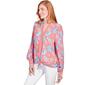 Womens Ruby Rd. Patio Party Long Sleeve Jacobean Floral Blouse - image 3