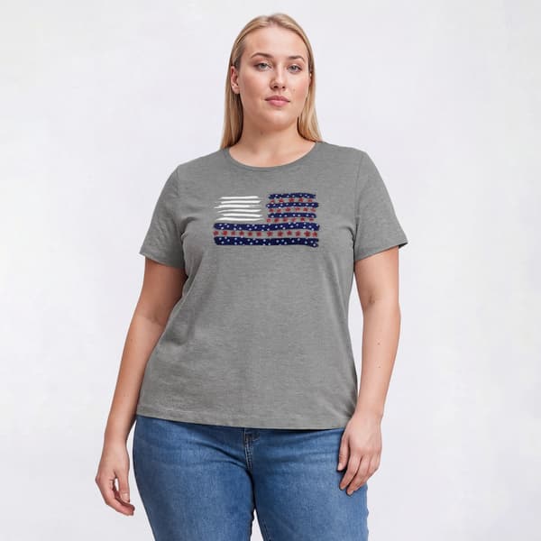 Plus Size Hasting & Smith Short Sleeve Americana Flag Tee - image 