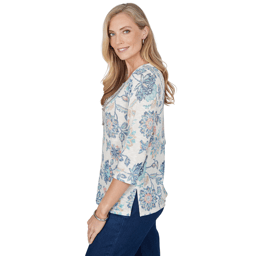 Womens Alfred Dunner Ann Arbor 3/4 Sleeve Floral Blouse
