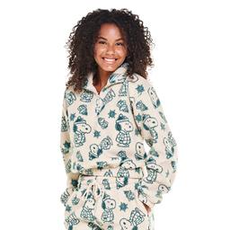 Juniors Peanuts(tm) All Over Snoopy Sherpa Quarter Zip