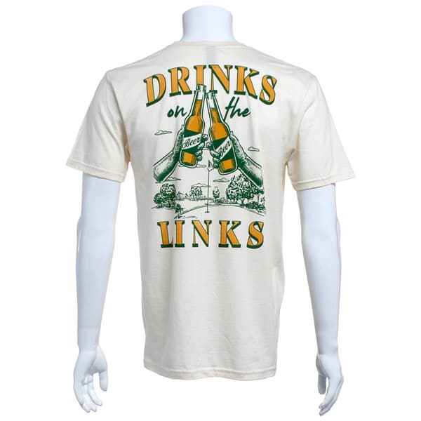 Mens Drinks on the Links Short Sleeve Tee - Natural