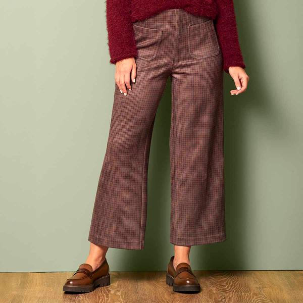 Womens Zac & Rachel Pull On Suede Plaid Patch Pocket Pants - image 