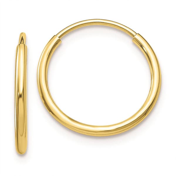 Gold Classics(tm) 10kt. Polished 15mm Endless Tube Hoop Earrings - image 