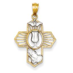Gold Classics(tm) 14kt. Yellow with Rhodium Cross Pendant
