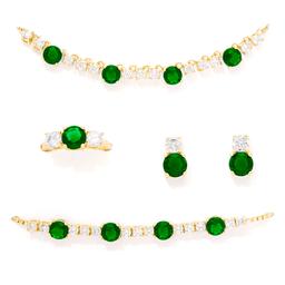 Gianni Argento Lab Emerald & Cubic Zirconia 4pc. Set