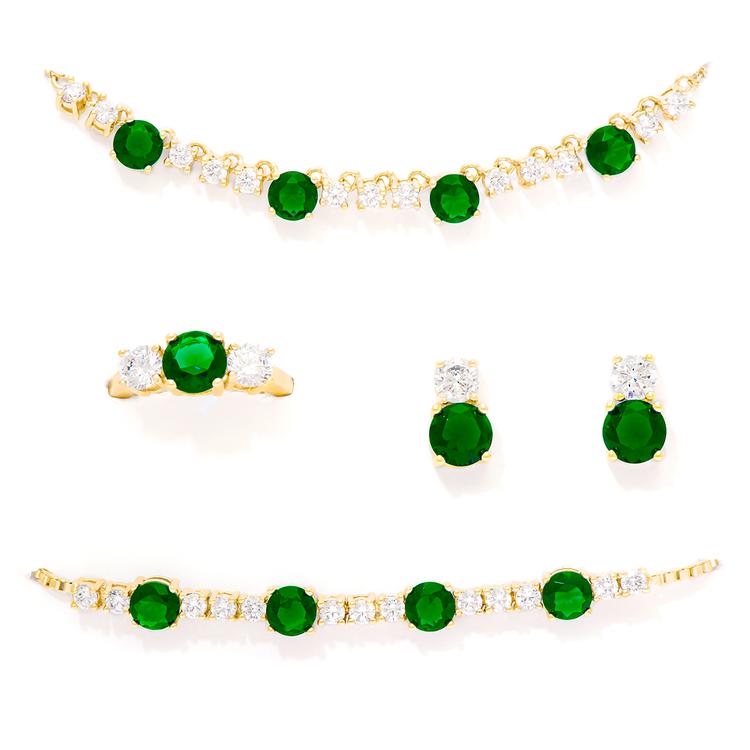 Gianni Argento Lab Emerald & Cubic Zirconia 4pc. Set