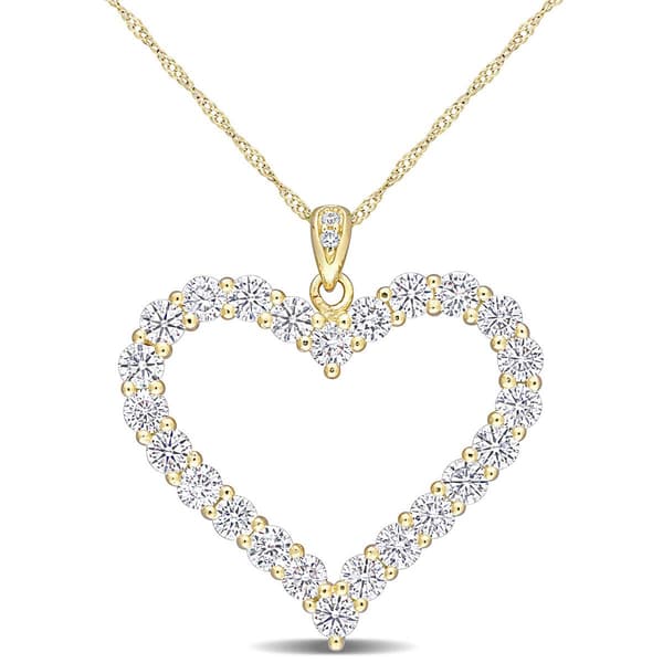 Sterling Silver 18kt. Gold Dew Moissanite Heart Pendant