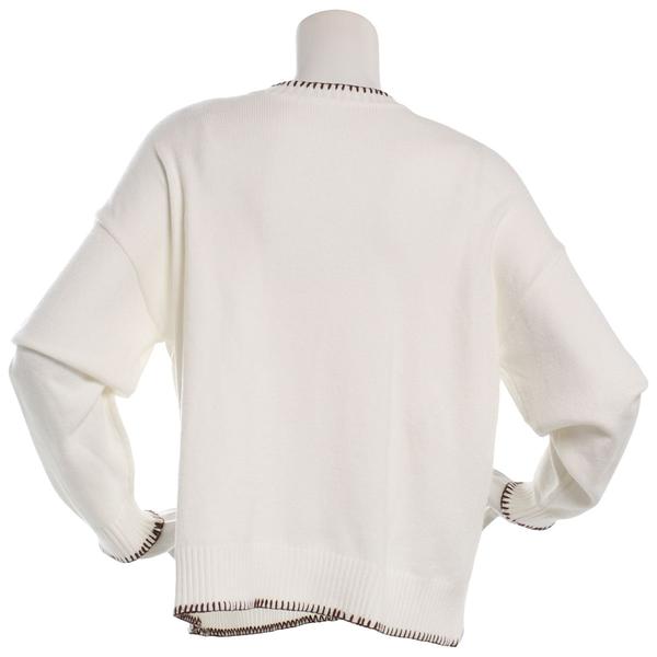 Juniors Plus No Comment Whipstitch Horseshoe & Rose Sweater