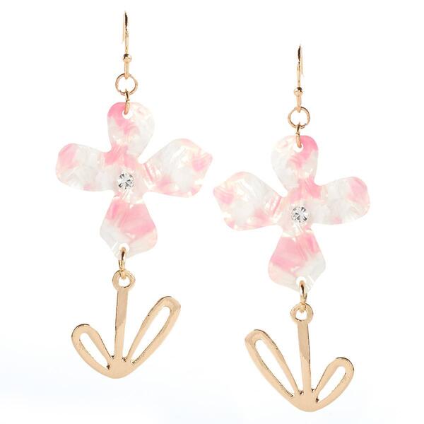 Ashley Cooper&#40;tm&#41; Pink White & Gold-Tone Flower Earrings - image 