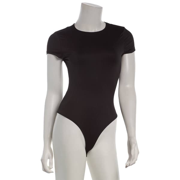 Juniors Derek Heart Short Sleeve Crew Neck Double Layer Bodysuit - image 
