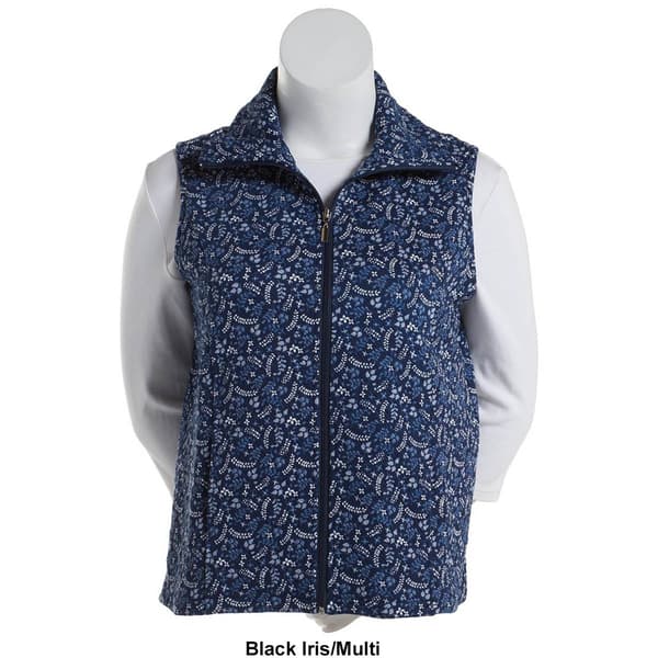 Plus Size Hasting & Smith Ditsy Zip Front Quilted Vest