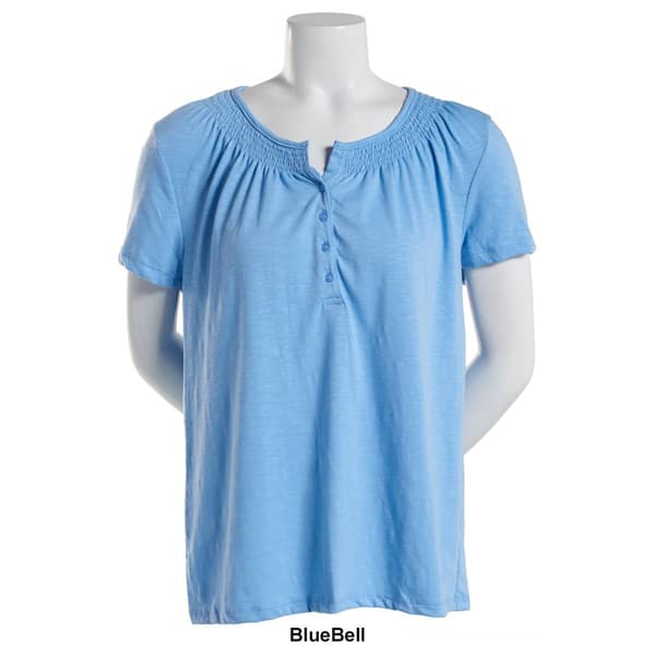 Womens Hasting & Smith Short Sleeve Solid Peasant Top