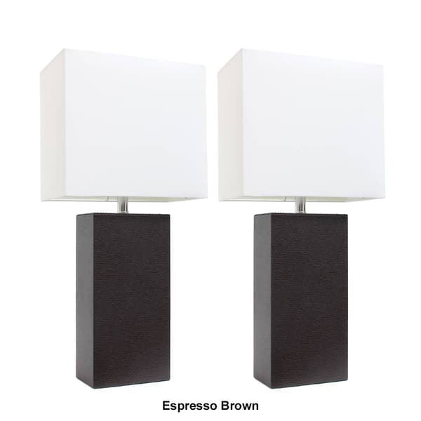 Elegant Designs&#8482; Modern Leather Table Lamps - Set of 2