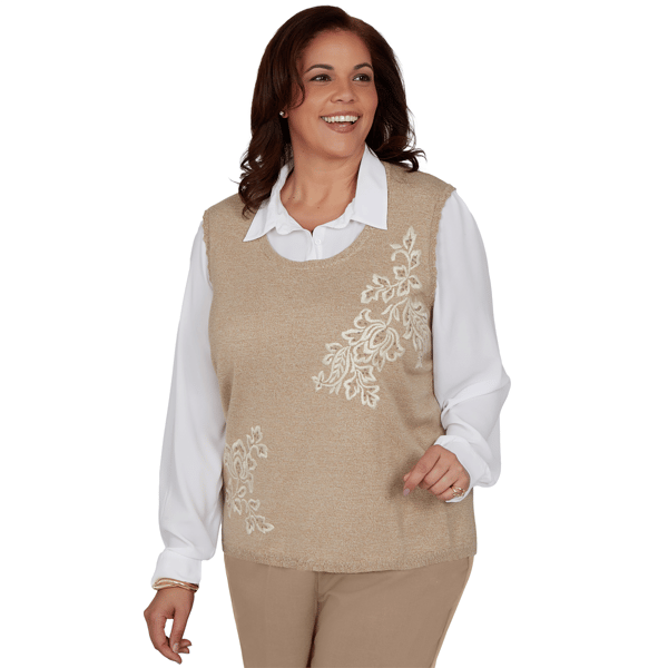 Plus Size Alfred Dunner Union Square Floral Two in One Blouse