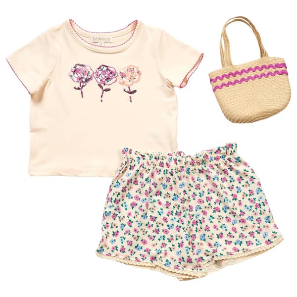 Toddler Girl BTween(R) Flower Applique Tee & Floral Shorts Set - image 